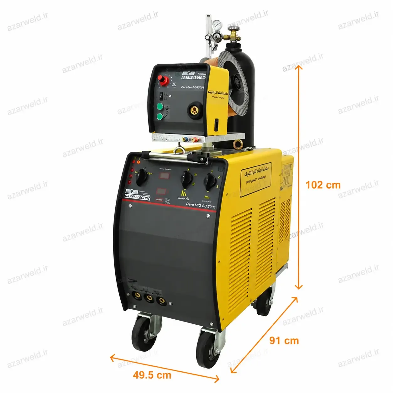 دستگاه جوش CO2 گام الکتریک ۶۰۰ آمپر مدل REVO MIG SC 2001 هواخنک - نمای اصلی دستگاه صنعتی جوشکاری MIG/MAG مناسب جوشکاری فولاد و آلومینیوم | آذروِلد