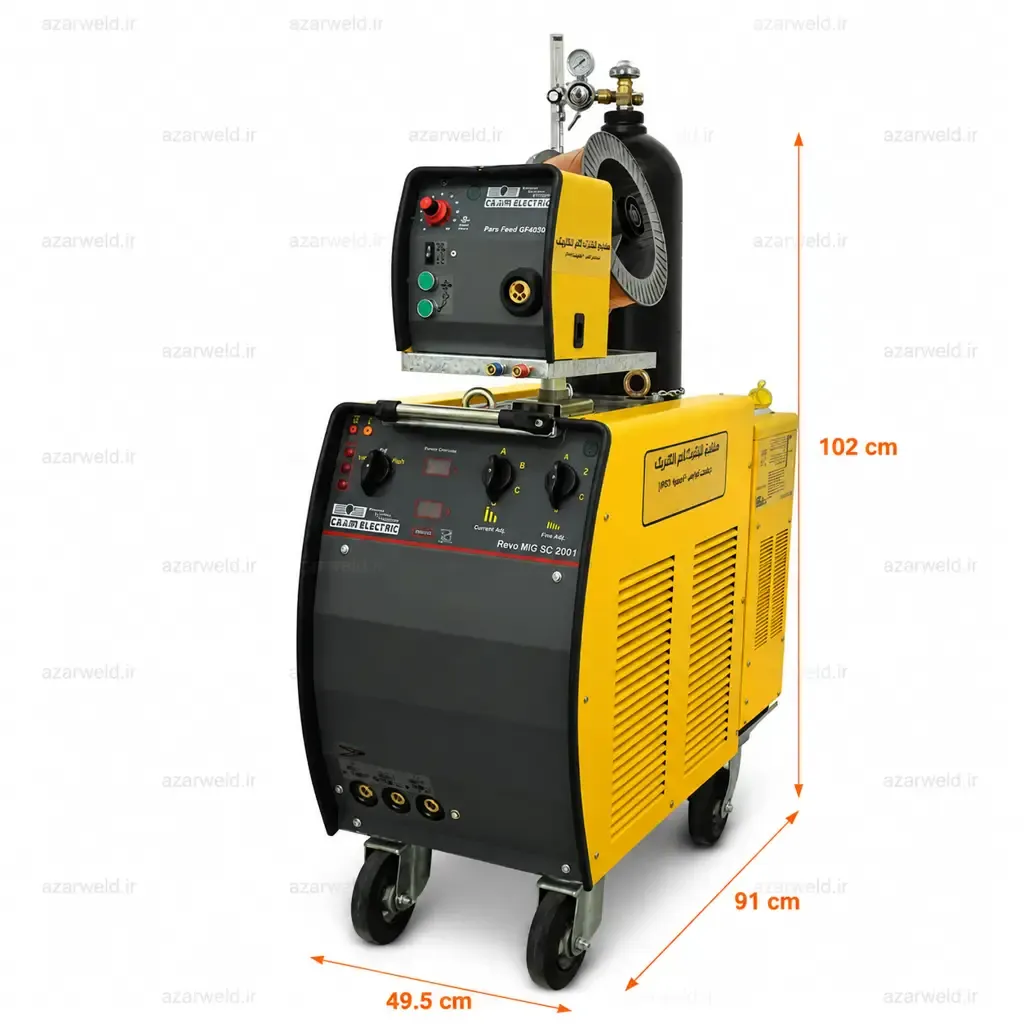 دستگاه جوش CO2 گام الکتریک ۶۰۰ آمپر مدل REVO MIG SC2001 آب خنک - نمای اصلی دستگاه صنعتی جوشکاری MIG/MAG با سیستم خنک‌کننده آب | آذروِلد