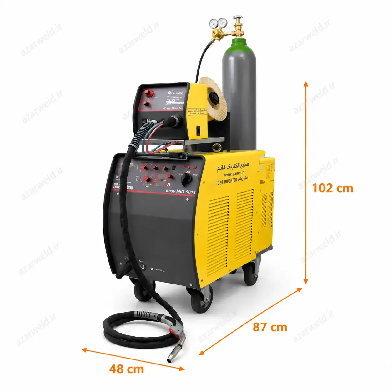 دستگاه جوش CO2 گام الکتریک ۵۰۰ آمپر مدل EASY MIG 501T آب خنک - نمای اصلی دستگاه صنعتی جوشکاری MIG/MAG با سیستم خنک‌کننده آب و طراحی ساده