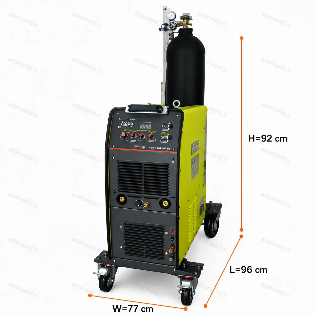 دستگاه جوش آرگون جوشا مدل Carry TIG 403 DC آب خنک - نمای اصلی دستگاه جوش TIG/MMA با توان ۴۰۰ آمپر و طراحی جمع‌وجور