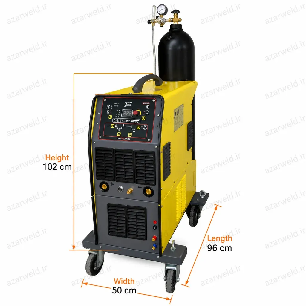 دستگاه جوش آرگون جوشا ۴۰۰ آمپر آب خنک مدل DIGI TIG 402 ACDC - نمای اصلی دستگاه جوش TIG/MMA AC/DC با تکنولوژی اینورتر دیجیتال و سیستم آب خنک | آذروِلد