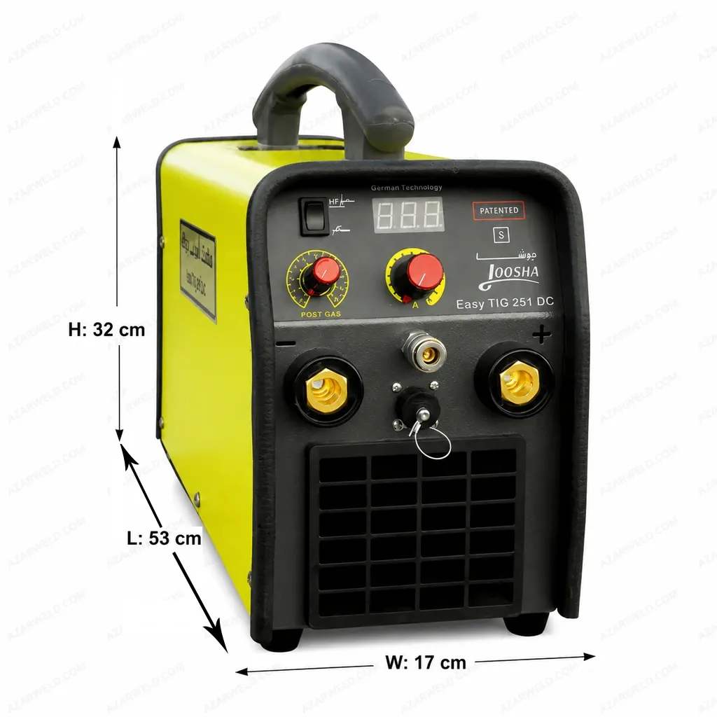 دستگاه جوش آرگون جوشا ۲۵۰ آمپر مدل EASY TIG 251 DC - نمای اصلی دستگاه جوش TIG/MMA با تکنولوژی اینورتر IGBT و طراحی صنعتی