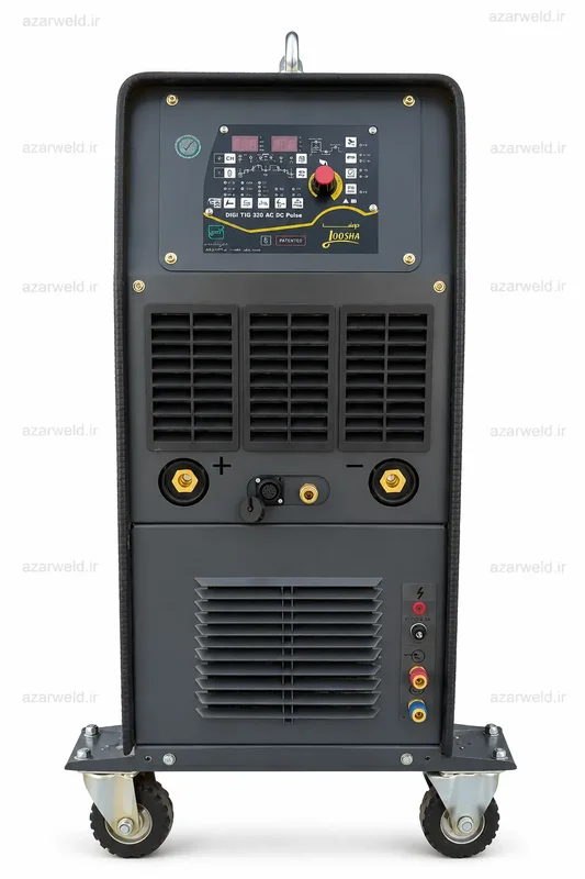 پنل تنظیمات دیجیتال و اتصالات خروجی دستگاه جوش آرگون جوشا DIGI TIG 320 AC/DC - بند انگشتی 1